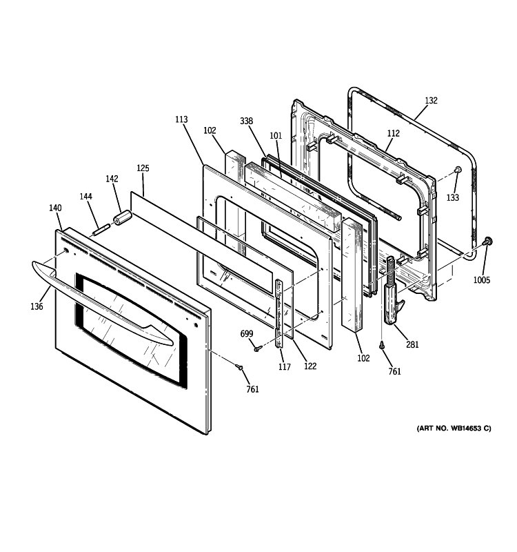 DOOR Diagram and Parts List for JCS968SK5SS  General Electric Range
