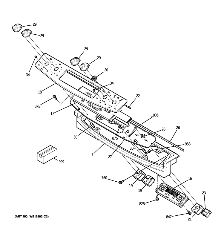 CONTROL PANEL Diagram and Parts List for JD900BK4BB  General Electric Range