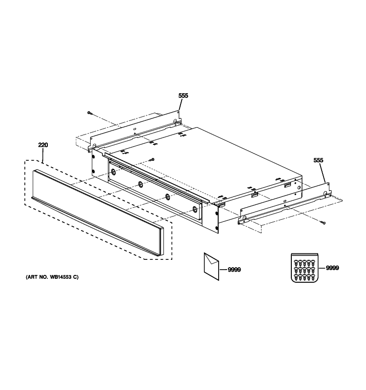 STORAGE DRAWER ASSEMBLY Diagram and Parts List for JX2200NBB02  General Electric Microwave