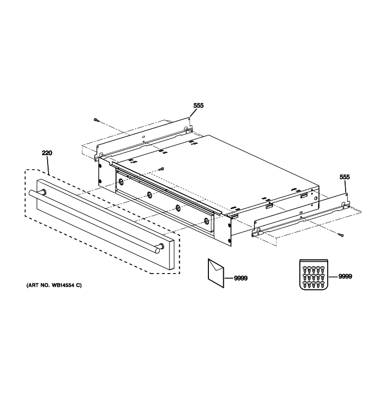 STORAGE DRAWER ASSEMBLY Diagram and Parts List for ZX2201NSS02  General Electric Microwave