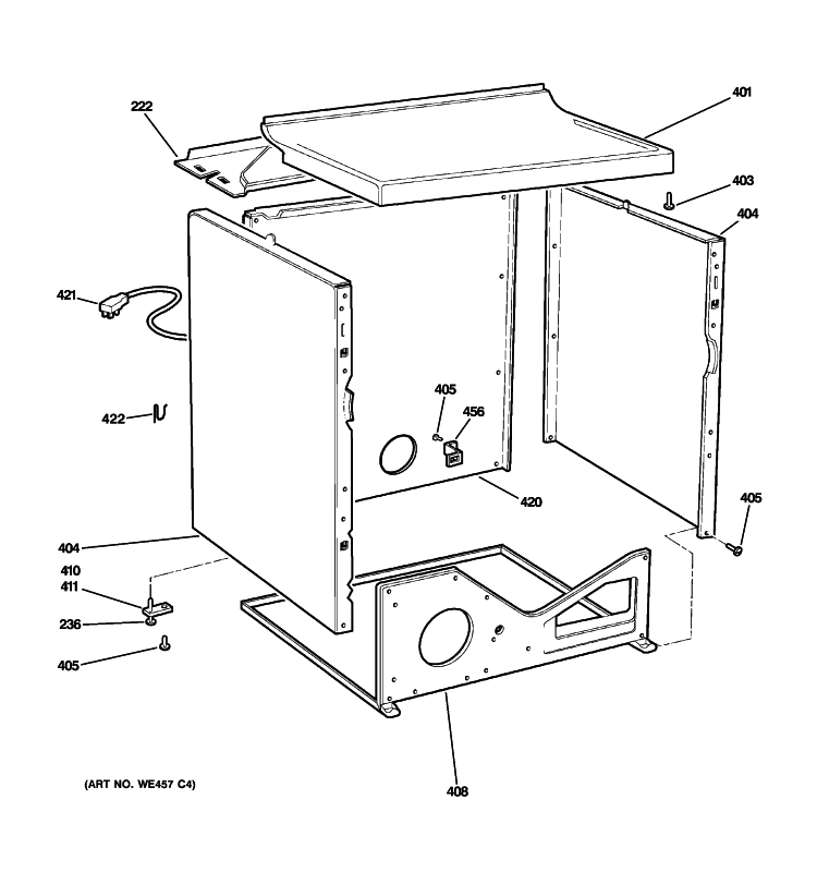 CABINET Diagram and Parts List for DVLR223PG5WW  General Electric Dryer