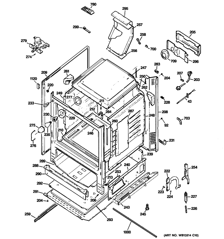 BODY PARTS Diagram and Parts List for PGB900SEM3SS  General Electric Range