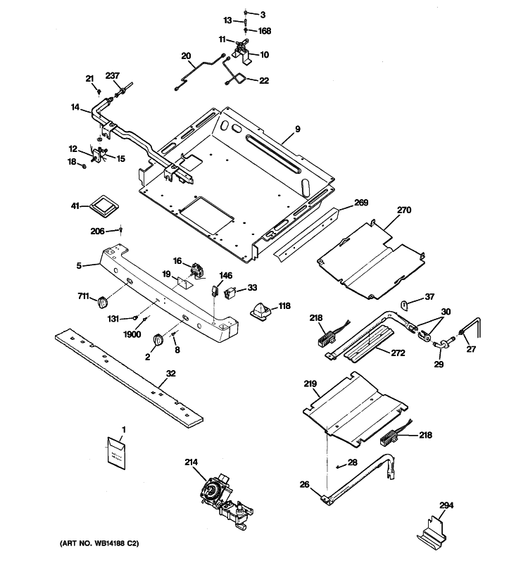 GAS & BURNER PARTS Diagram and Parts List for PGB928TEM2WW  General Electric Range