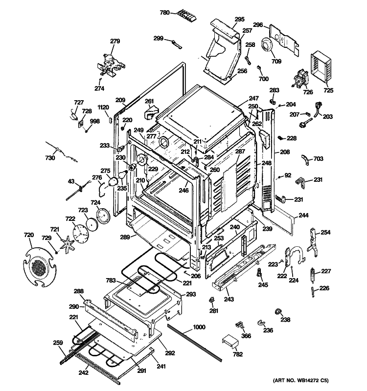 BODY PARTS Diagram and Parts List for PGB928TEM2WW  General Electric Range
