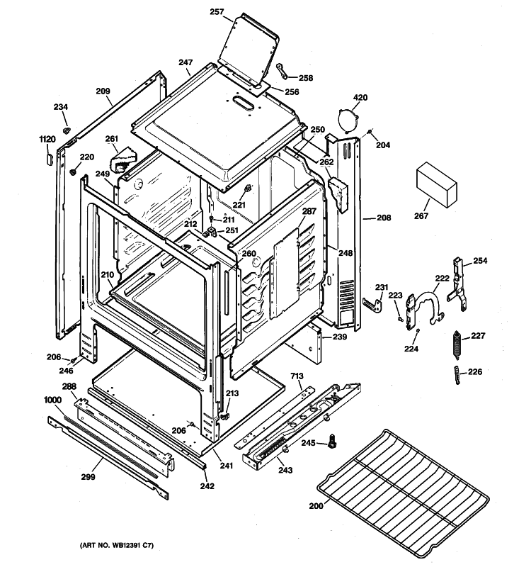 BODY PARTS Diagram and Parts List for RGB508PPH4CT  Hotpoint Range