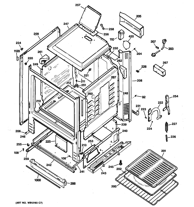 BODY PARTS Diagram and Parts List for RGB524PEH6CT  Hotpoint Range