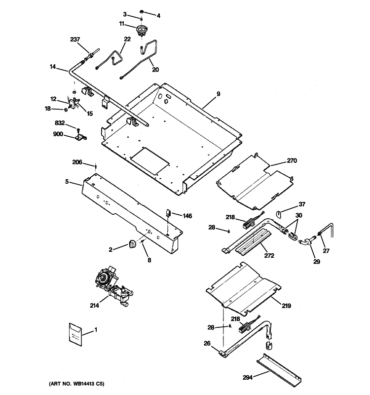 GAS & BURNER PARTS Diagram and Parts List for RGB735WEL7WW  Hotpoint Range
