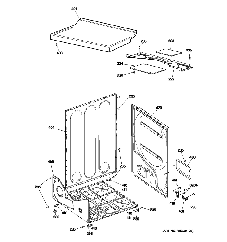 CABINET Diagram and Parts List for NBXR333EG6WW  Hotpoint Dryer