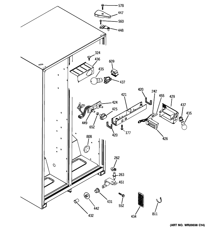 FRESH FOOD SECTION Diagram and Parts List for GSS22IBTJCC  General Electric Refrigerator