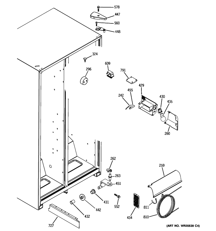 FRESH FOOD SECTION Diagram and Parts List for GSE22KEWHFSS  General Electric Refrigerator