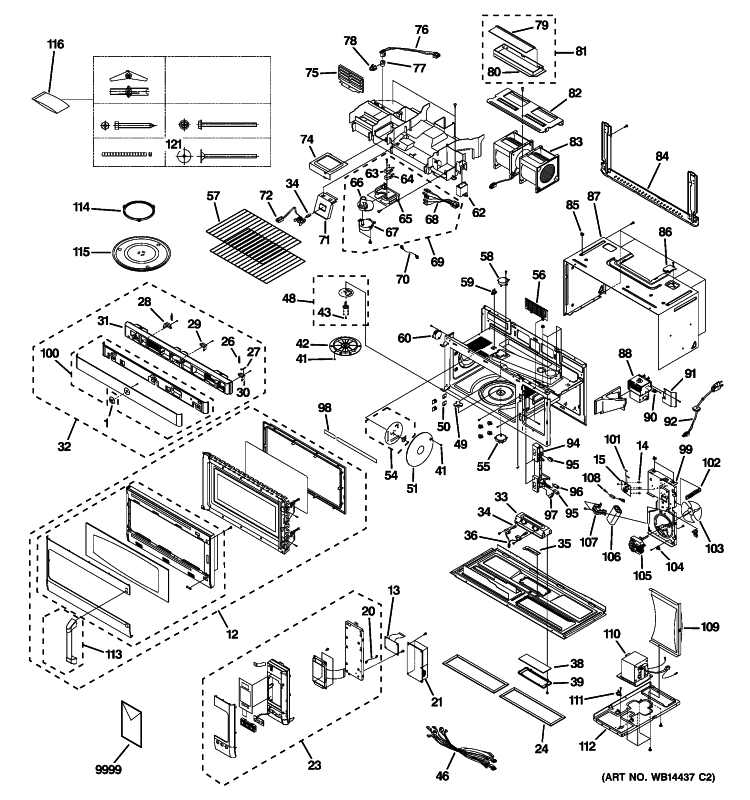 MICROWAVE Diagram and Parts List for CVM2072SM4SS  General Electric Microwave