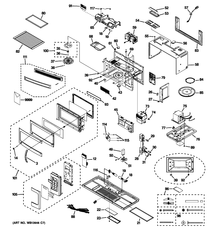 MICROWAVE Diagram and Parts List for JVM1750SM1SS  General Electric Microwave