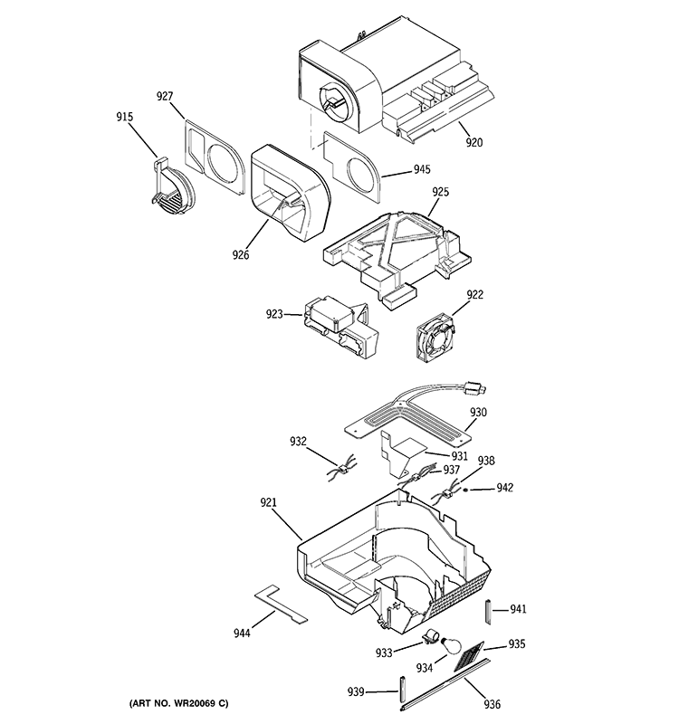CUSTOM COOL Diagram and Parts List for PCF25PGWCBB  General Electric Refrigerator