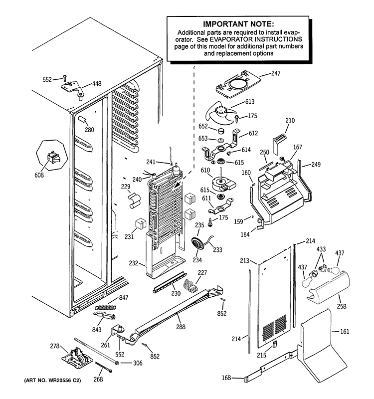 FREEZER SECTION Diagram and Parts List for PSC25NSWCSS  General Electric Refrigerator