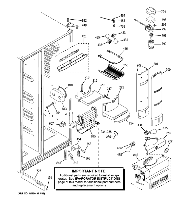 FRESH FOOD SECTION Diagram and Parts List for PSC25NSWCSS  General Electric Refrigerator