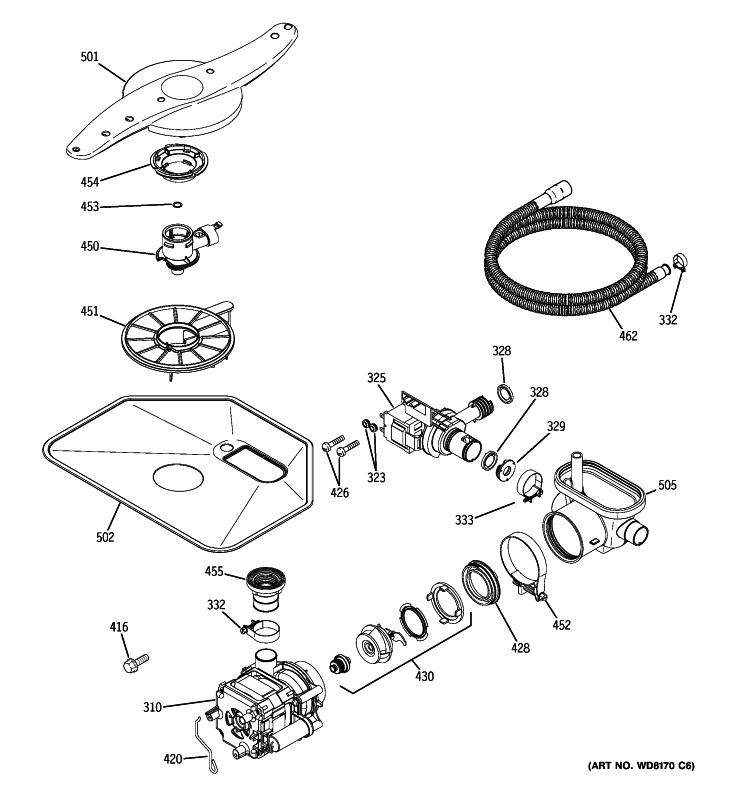 MOTOR-PUMP MECHANISM Diagram and Parts List for VLD4209L20BB  General Electric Dishwasher