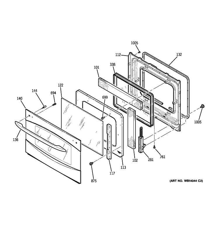 DOOR Diagram and Parts List for PT956SM2SS  General Electric Wall Oven