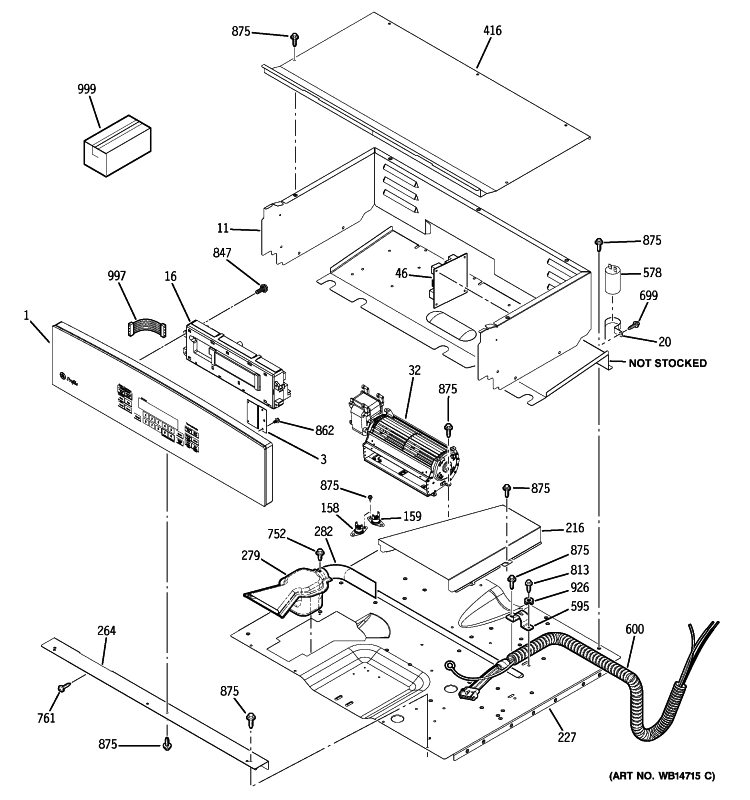 CONTROL PANEL Diagram and Parts List for PK956CM2CC  General Electric Wall Oven