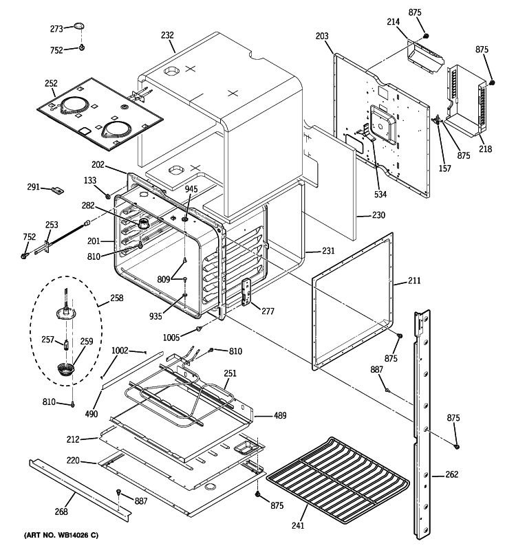LOWER OVEN Diagram and Parts List for PK956CM2CC  General Electric Wall Oven