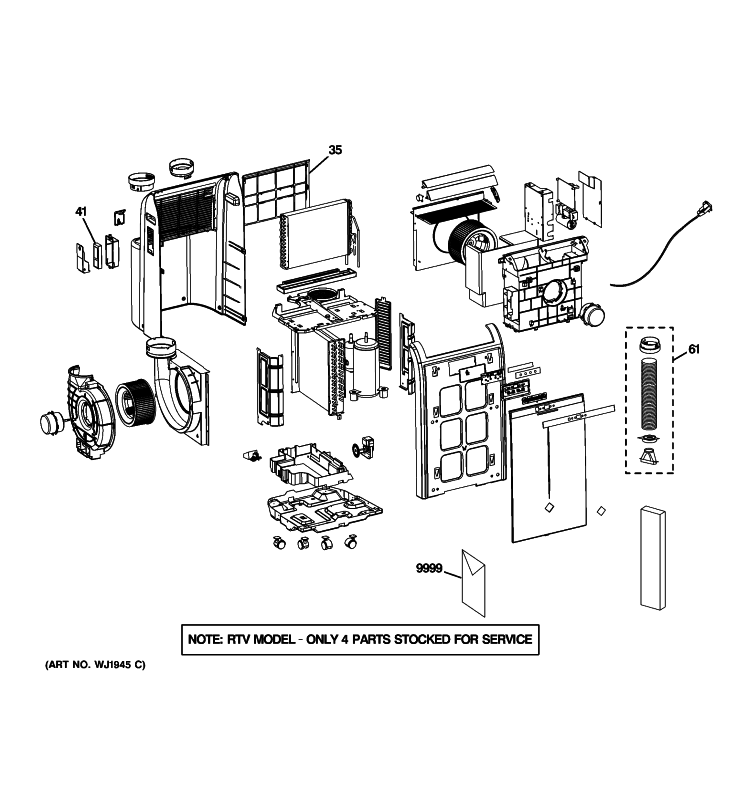 ROOM AIR CONDITIONER Diagram and Parts List for APE10AML1  General Electric Air Conditioner