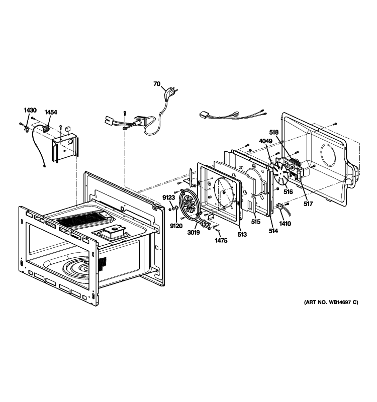 INTERIOR PARTS 1 Diagram and Parts List for PSB1200NWW01  General Electric Microwave