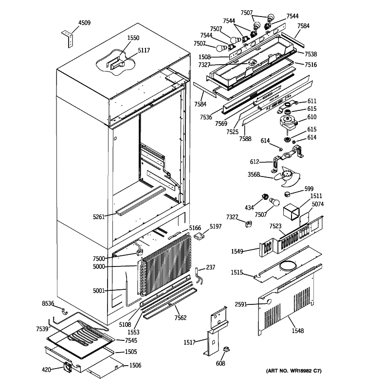 CONTROLS & COMPONENTS Diagram and Parts List for ZICS360NXALH  General Electric Refrigerator