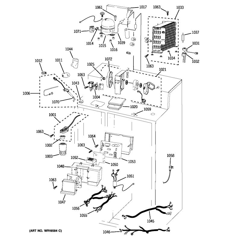 UNIT PARTS Diagram and Parts List for PSB48YSXASS  General Electric Refrigerator