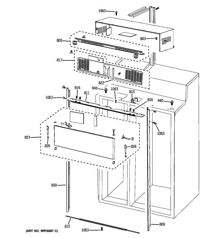 CABINET 1 Diagram and Parts List for PSB48YSXASS  General Electric Refrigerator