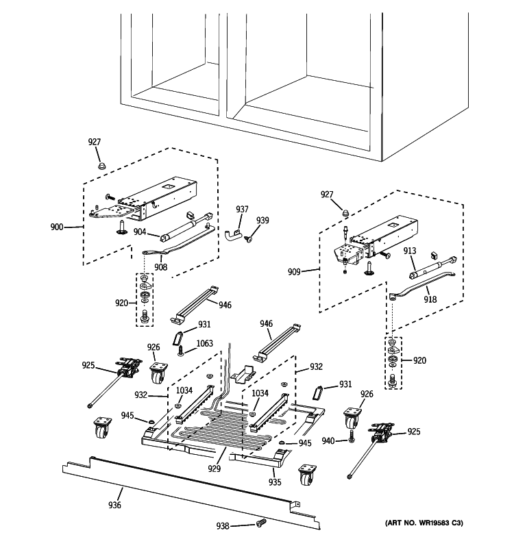 CABINET 2 Diagram and Parts List for PSB48YSXASS  General Electric Refrigerator
