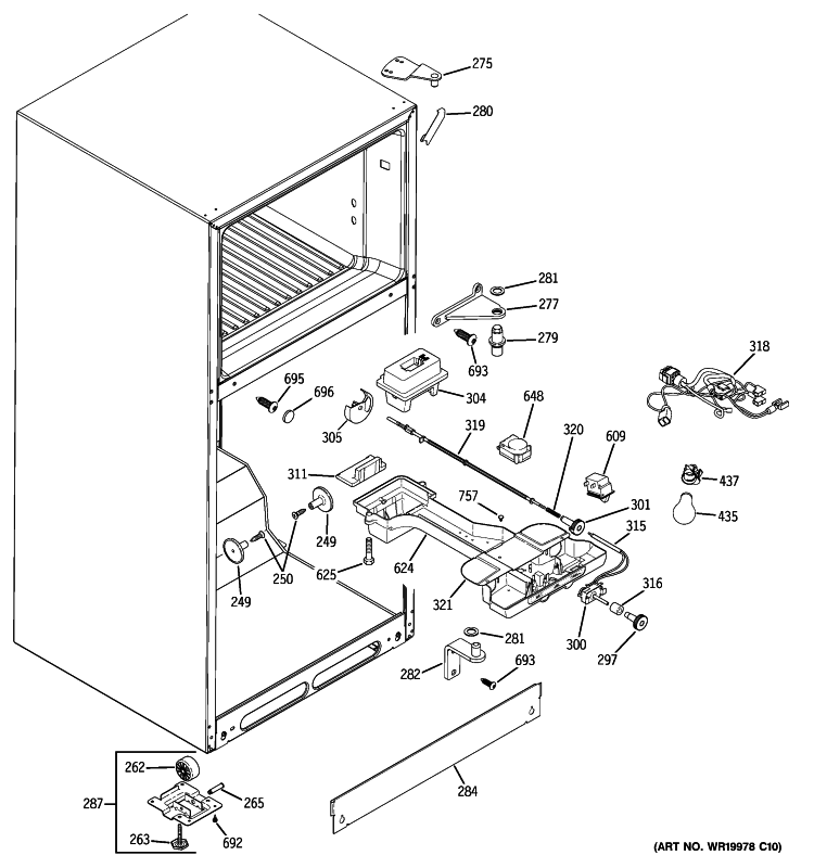 FRESH FOOD SECTION Diagram and Parts List for GTS18SCXCRSS  General Electric Refrigerator