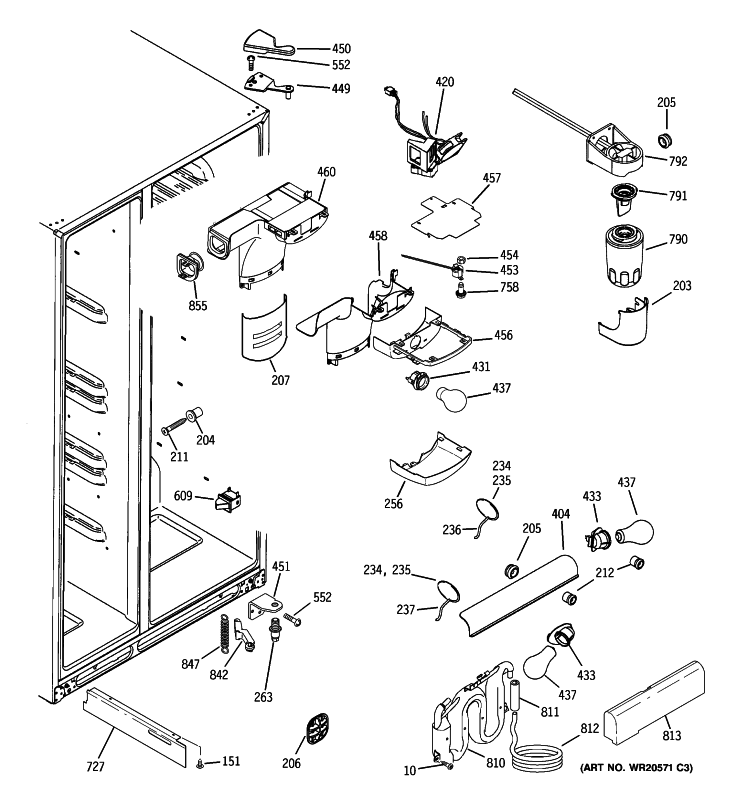 FRESH FOOD SECTION Diagram and Parts List for GCE21LGWIFSS  General Electric Refrigerator