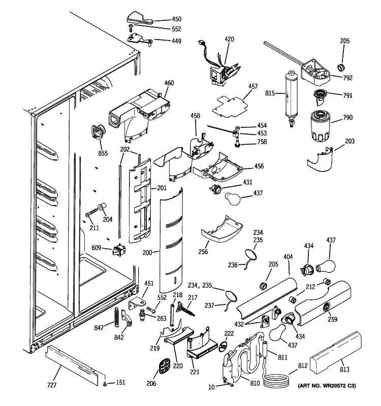 FRESH FOOD SECTION Diagram and Parts List for GCE21MGTJFSS  General Electric Refrigerator