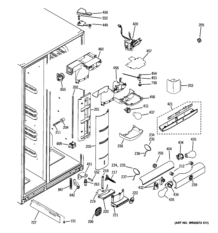 FRESH FOOD SECTION Diagram and Parts List for GSK25LHWICCC  General Electric Refrigerator