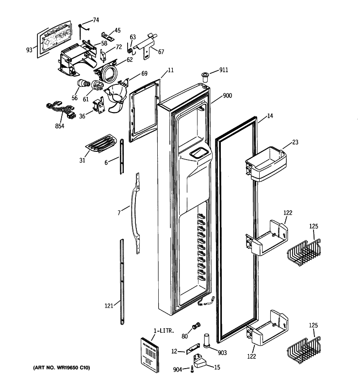 FREEZER DOOR Diagram and Parts List for HSK29MGWICCC  Hotpoint Refrigerator