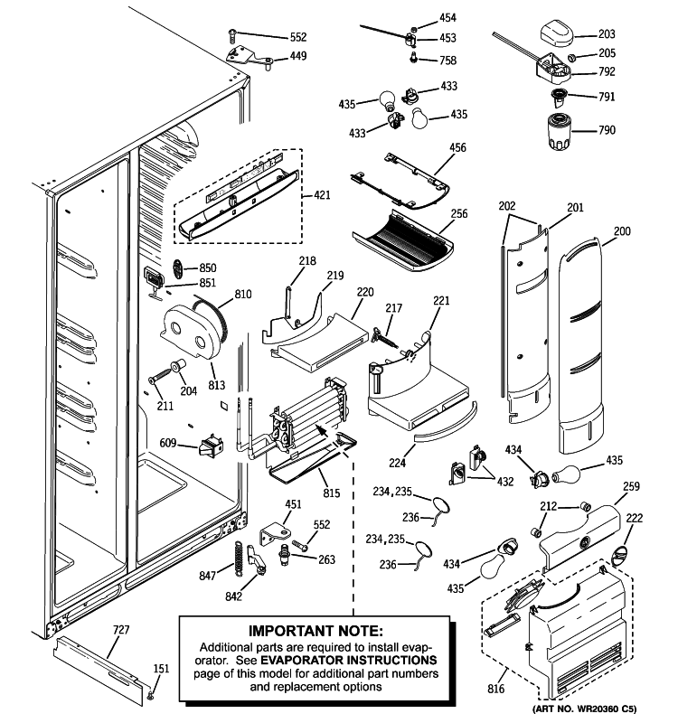 FRESH FOOD SECTION Diagram and Parts List for PJE25PGTJFSV  General Electric Refrigerator