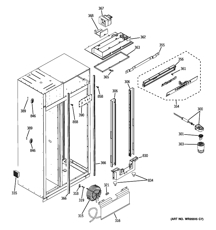 FRESH FOOD SECTION Diagram and Parts List for ZSEB420NYA  General Electric Refrigerator