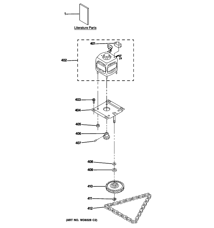 MOTOR & DRIVE PARTS Diagram and Parts List for GCG1580P0SS  General Electric Trash Compactor