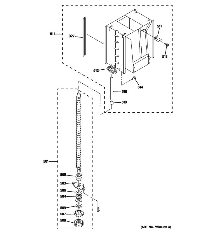 POWERSCREW & RAM PARTS Diagram and Parts List for GCG1580P0SS  General Electric Trash Compactor