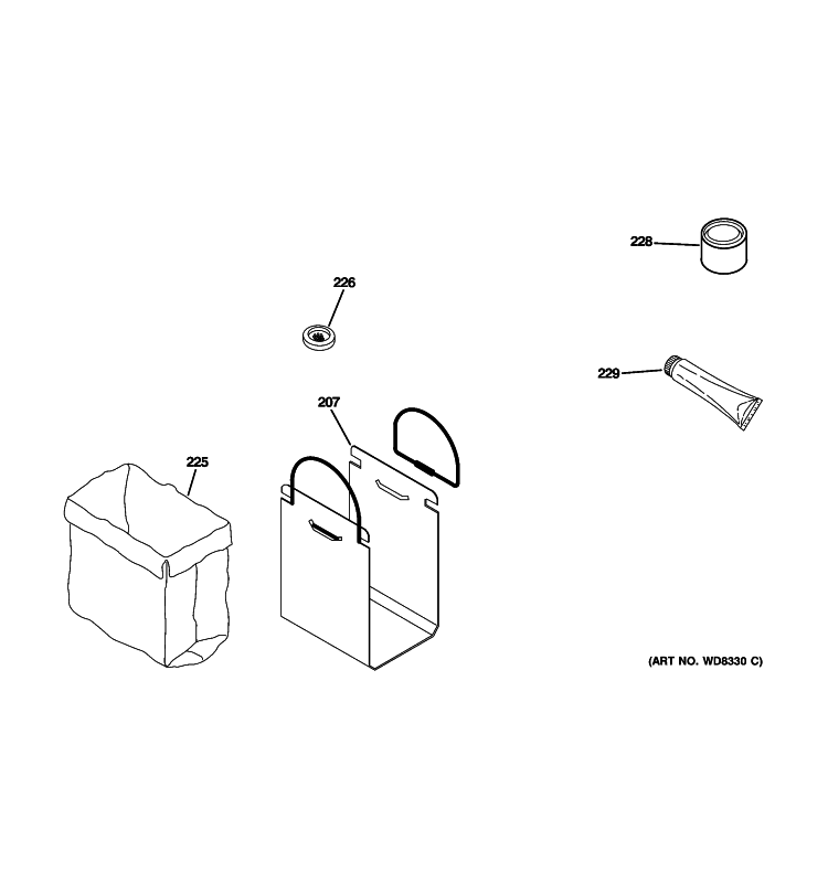 ACCESSORY PARTS Diagram and Parts List for GCG1700P0II  General Electric Trash Compactor