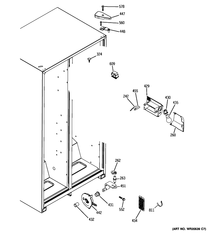 FRESH FOOD SECTION Diagram and Parts List for GSS20IETDWW  General Electric Refrigerator