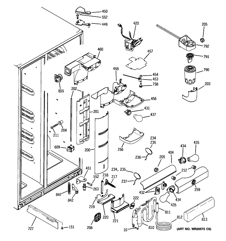 FRESH FOOD SECTION Diagram and Parts List for GSE25MGTJCSS  General Electric Refrigerator