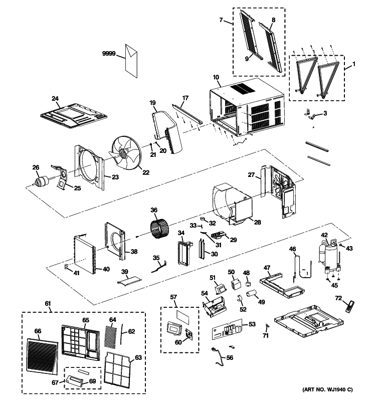ROOM AIR CONDITIONER Diagram and Parts List for AEM14AMM1  General Electric Air Conditioner