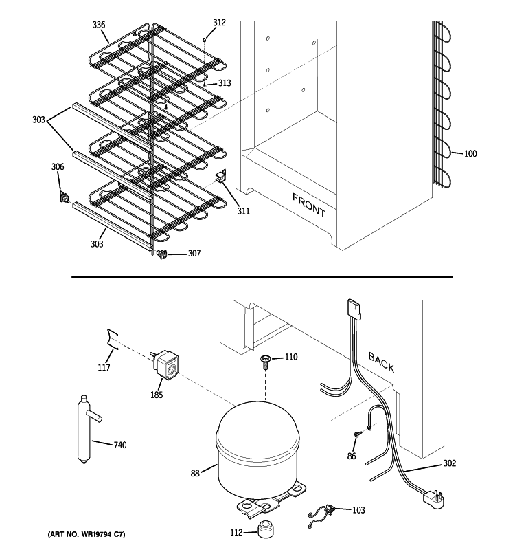 UNIT PARTS Diagram and Parts List for FUM17DTERWH  General Electric Freezer