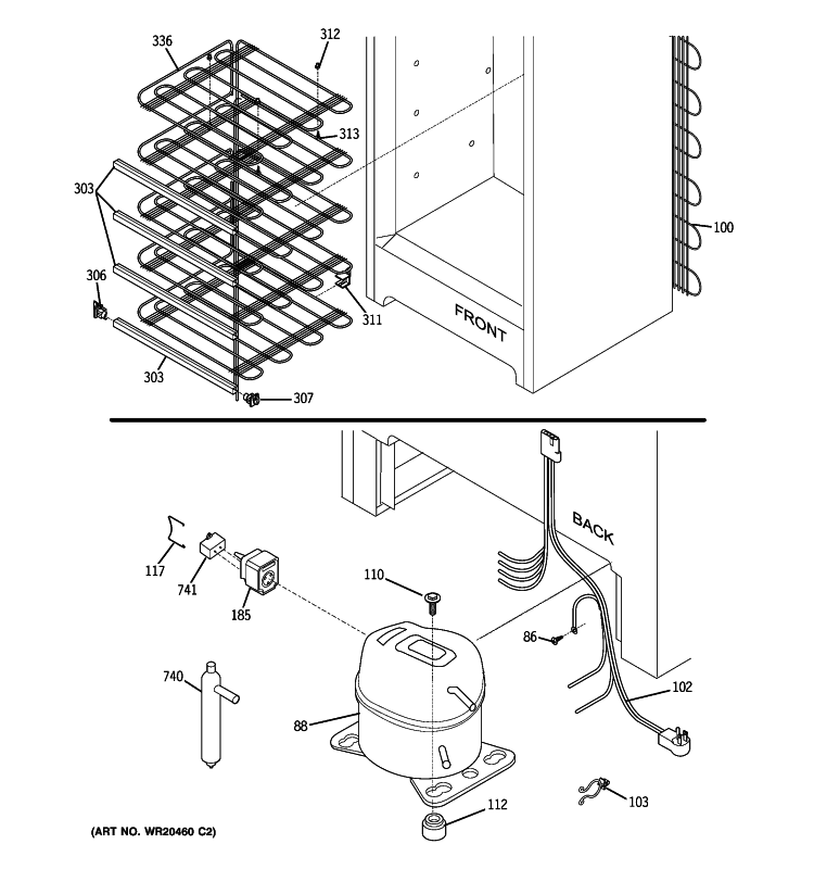 UNIT PARTS Diagram and Parts List for FUM21SVARWW  General Electric Freezer