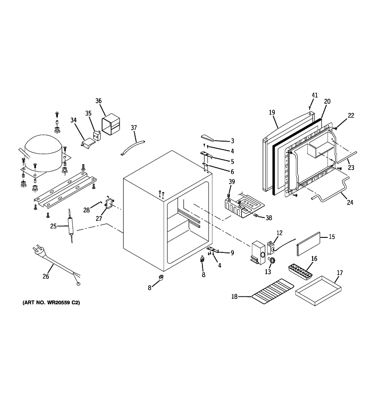 REFRIGERATOR Diagram and Parts List for GMR02BAVABB  General Electric Refrigerator