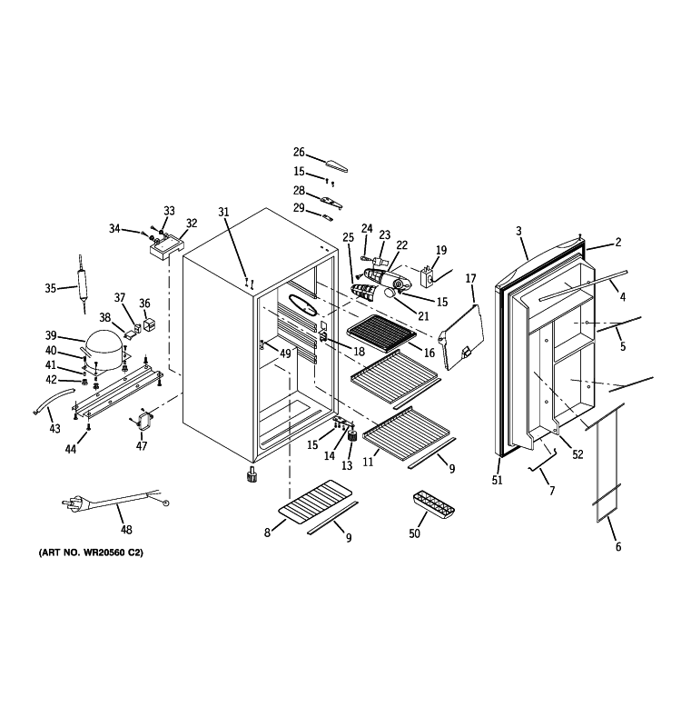 REFRIGERATOR Diagram and Parts List for GMR04AAVAWW  General Electric Refrigerator