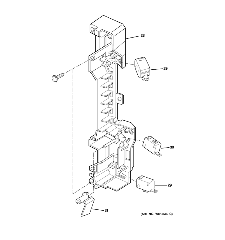 LATCH BOARD PARTS Diagram and Parts List for JVM1790BKC01  General Electric Microwave