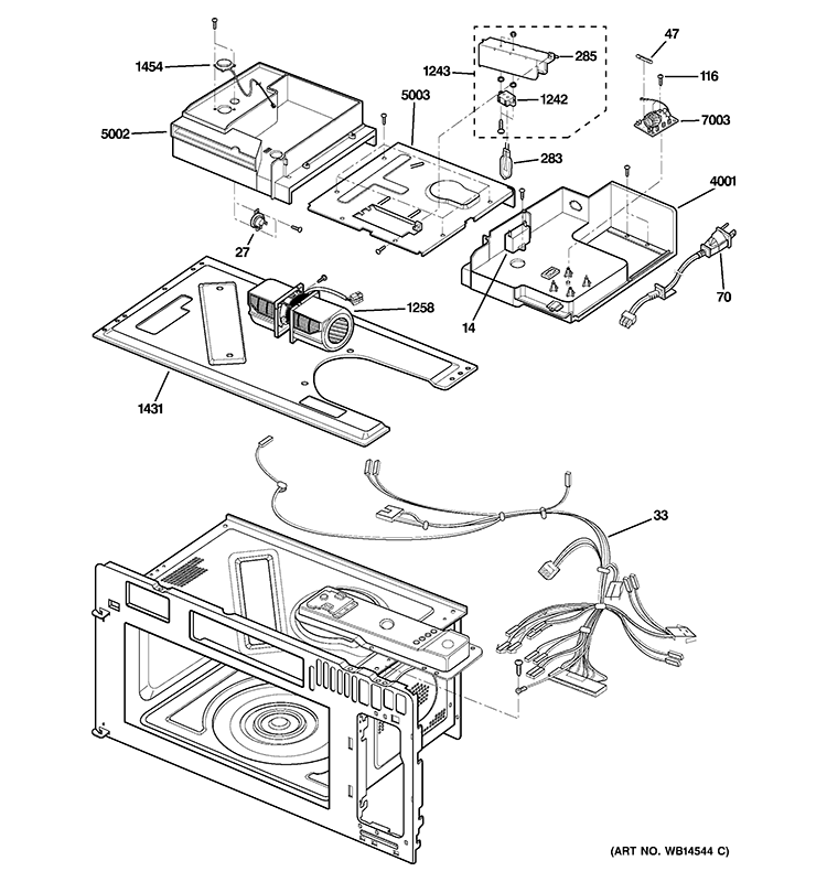 INTERIOR PARTS 2 Diagram and Parts List for JVM1790BKC01  General Electric Microwave