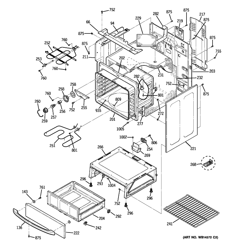 BODY PARTS Diagram and Parts List for JB640SP1SS  General Electric Range