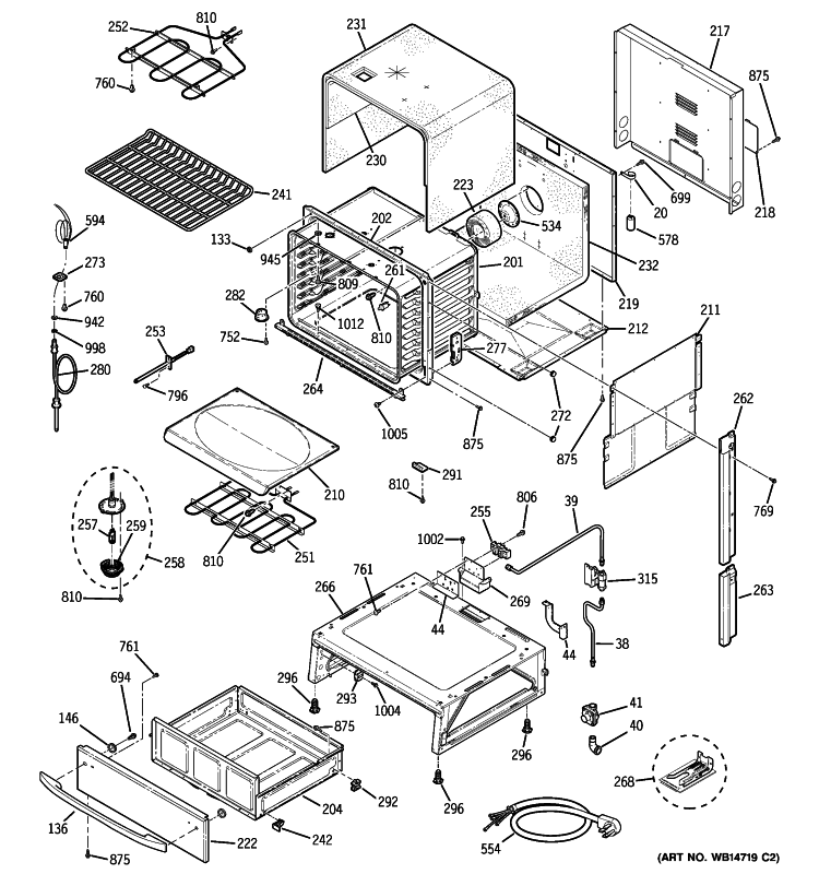BODY PARTS Diagram and Parts List for P2S975SEM4SS  General Electric Range